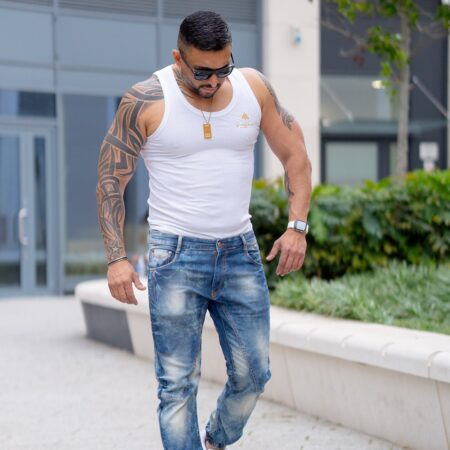 Ribbed Knit White Vest