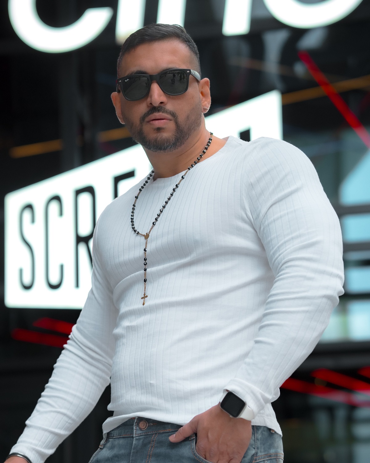 Ribbed Long Sleeve Tee White